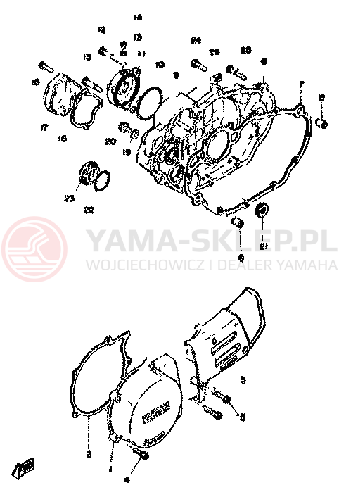 Schemat "Pokrywa silnika" do Yamaha XT500