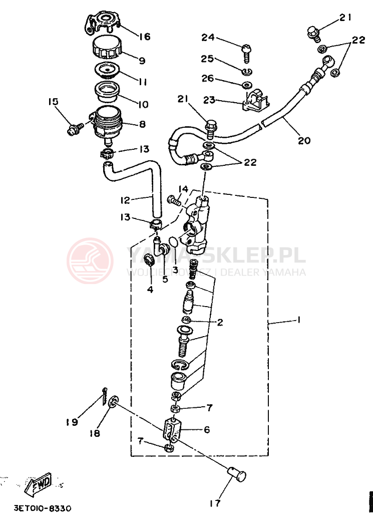 Schemat "Pompa hamulcowa tył" do Yamaha DT125R