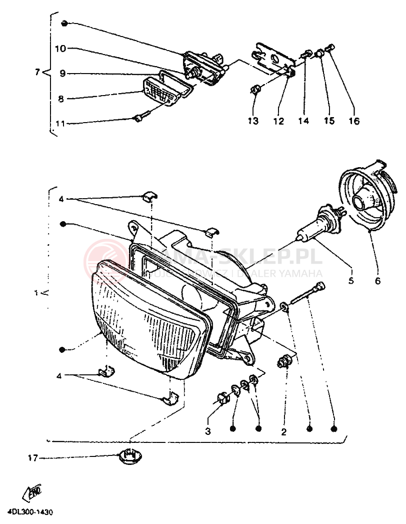 Schemat "Lampa przód" do Yamaha TZR125