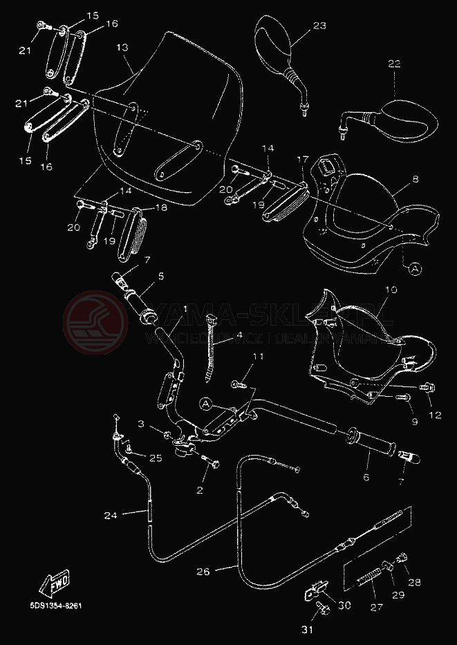Schemat "Kierownica i osprzęt" do Yamaha MAJESTY