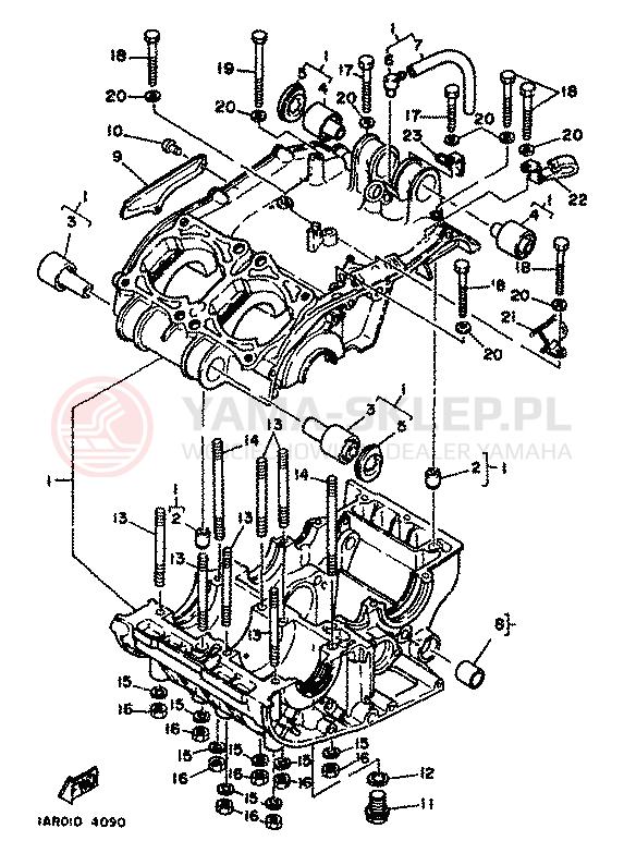Schemat "Obudowa silnika" do Yamaha RD350LC