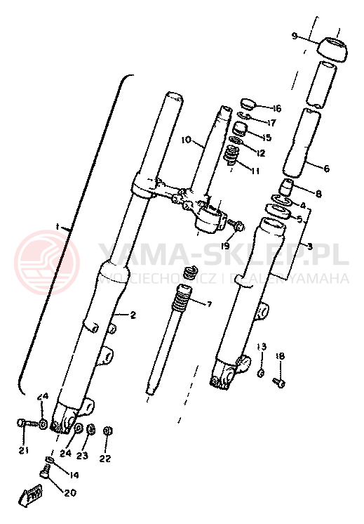 Schemat "Amortyzatory przód" do Yamaha XJ650