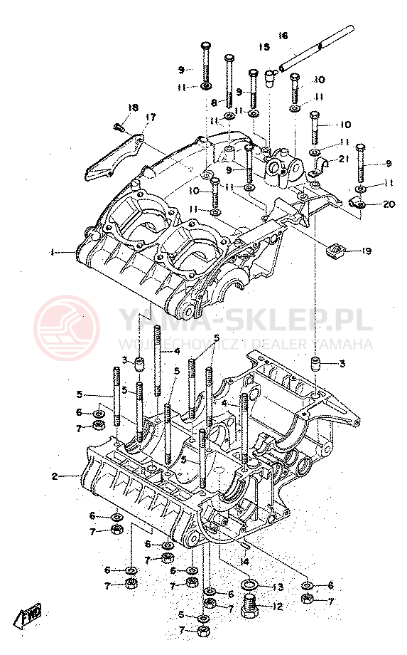 Schemat "Pokrywa silnika" do Yamaha RD350