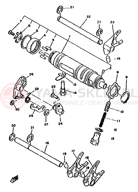 Schemat "ZMIANA BIEGÓW" do Yamaha XS750