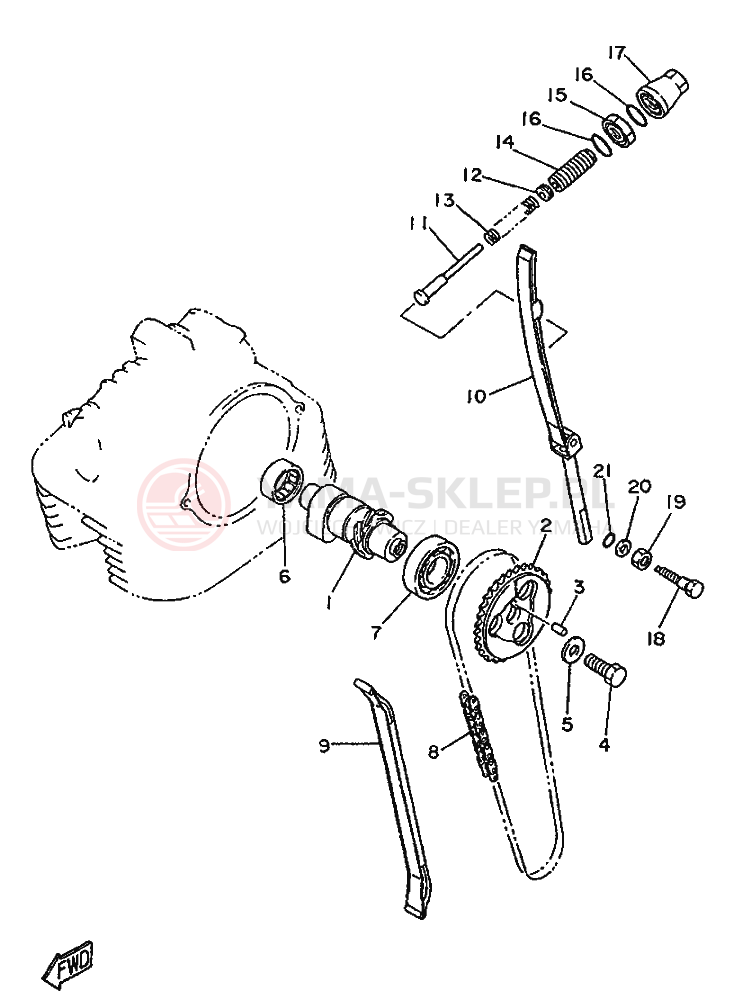 Schemat "Rozrząd - łańcuszek" do Yamaha SR250SP