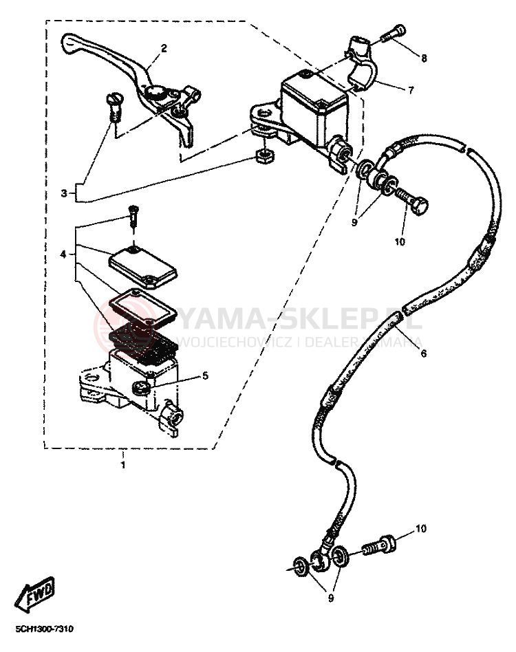 Schemat "Pompa hamulcowa przednia" do Yamaha TT600R