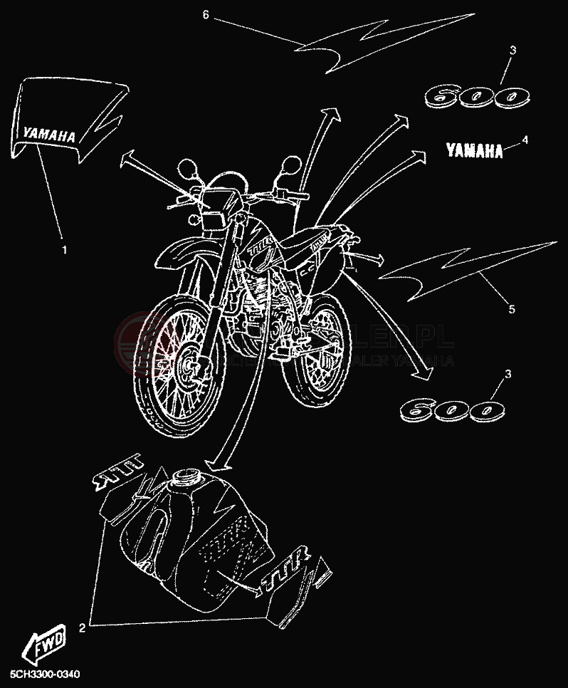 Schemat "naklejki" do Yamaha TT600R