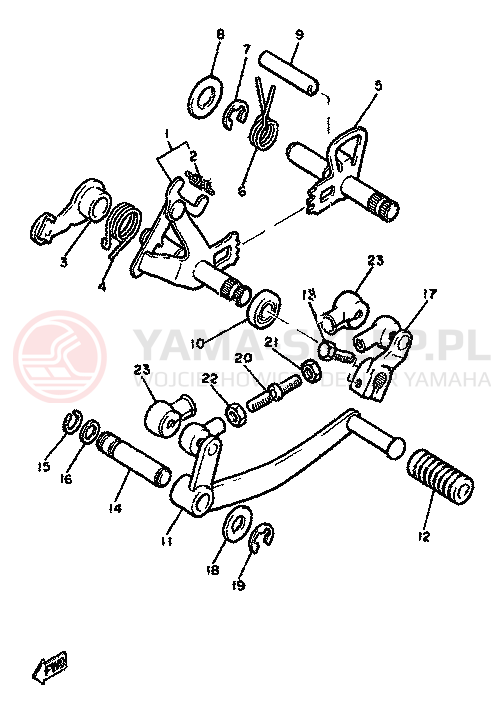 Schemat "Dźwignia zmiany biegów, wałek" do Yamaha XJ650
