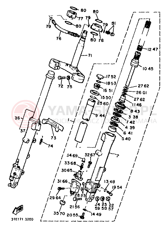 Schemat "Amortyzatory przód" do Yamaha XJ900