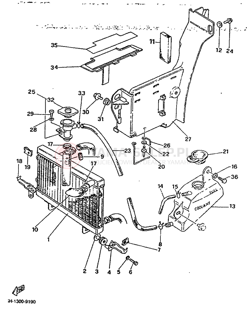 Schemat "Układ chlodzenia" do Yamaha TDR125