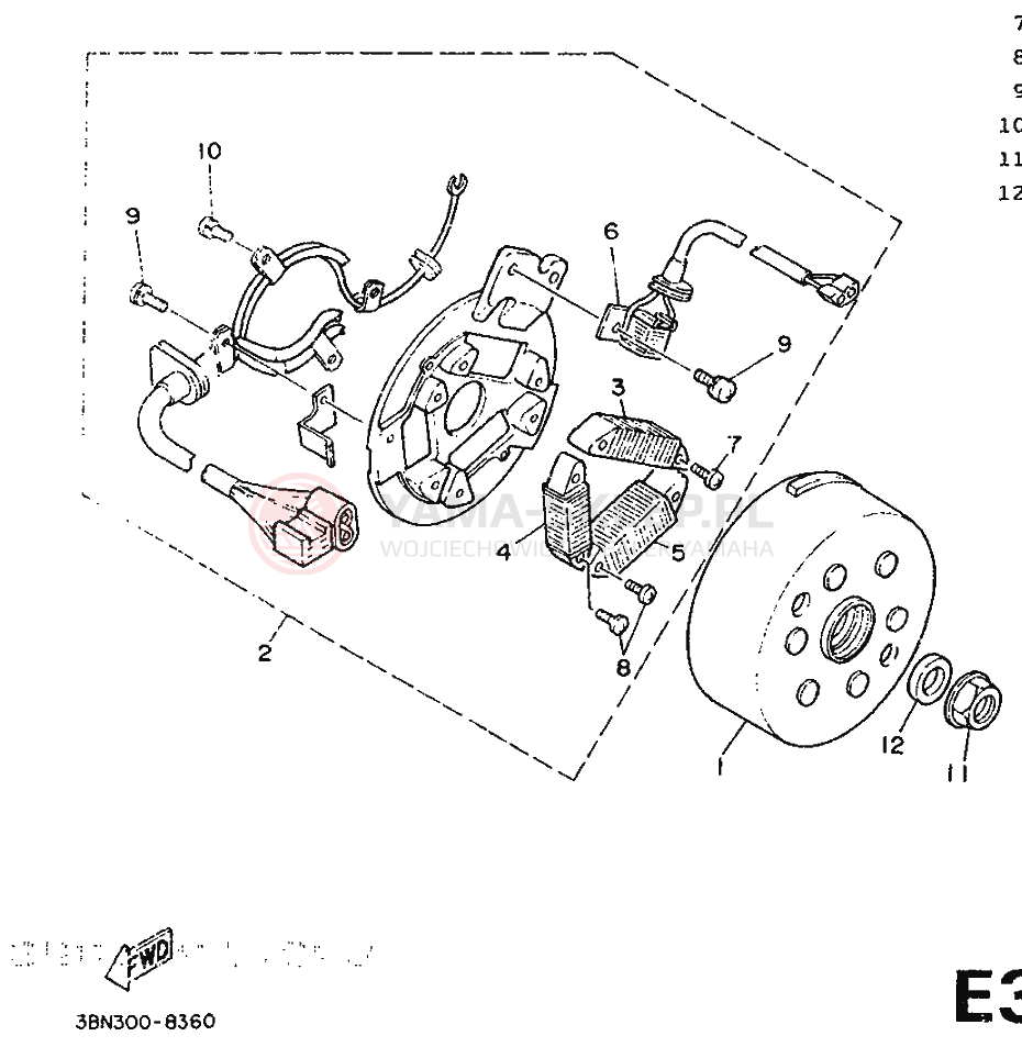 Schemat "prądnica" do Yamaha DT125R