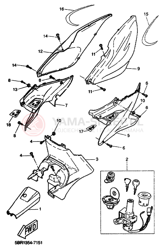 Schemat "Pokrywa boczna" do Yamaha AEROX