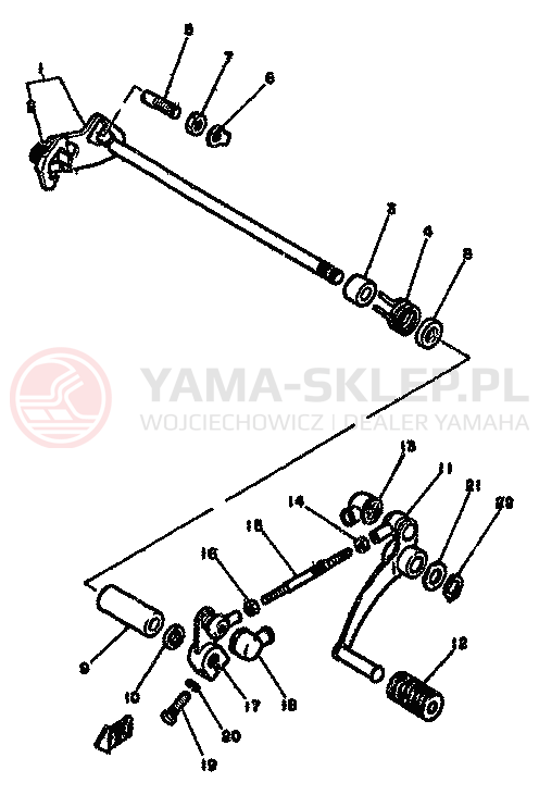 Schemat "Dźwignia zmiany biegów, wałek" do Yamaha RD250LC