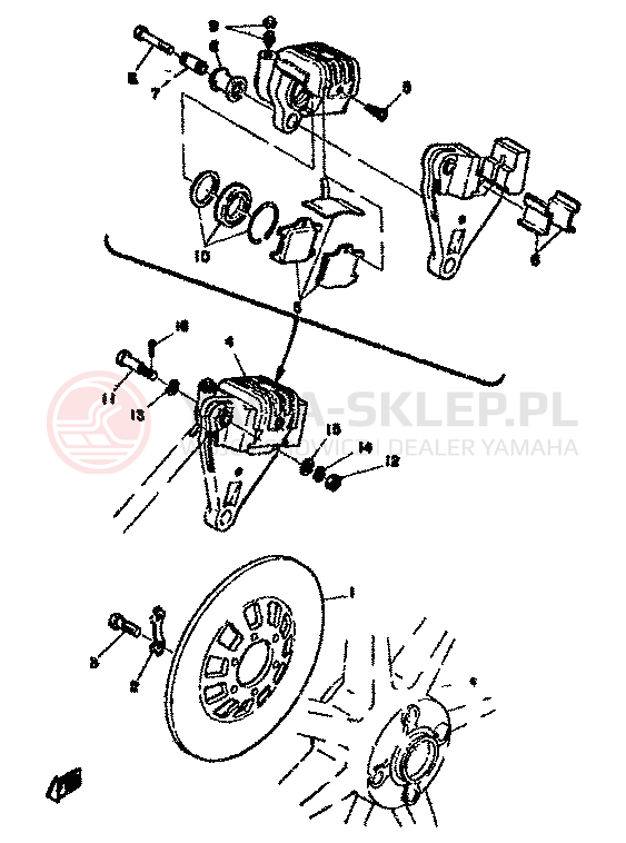Schemat "Zacisk hamulcowy tylny" do Yamaha XS500