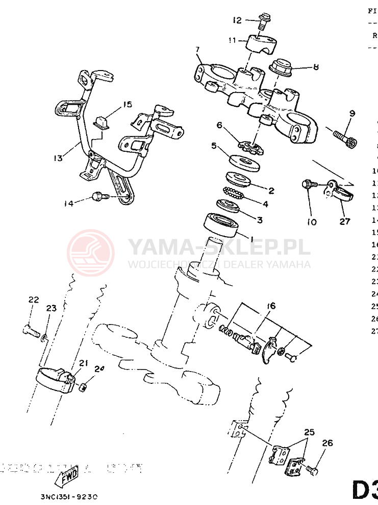 Schemat "Półki zawieszenia" do Yamaha DT125R