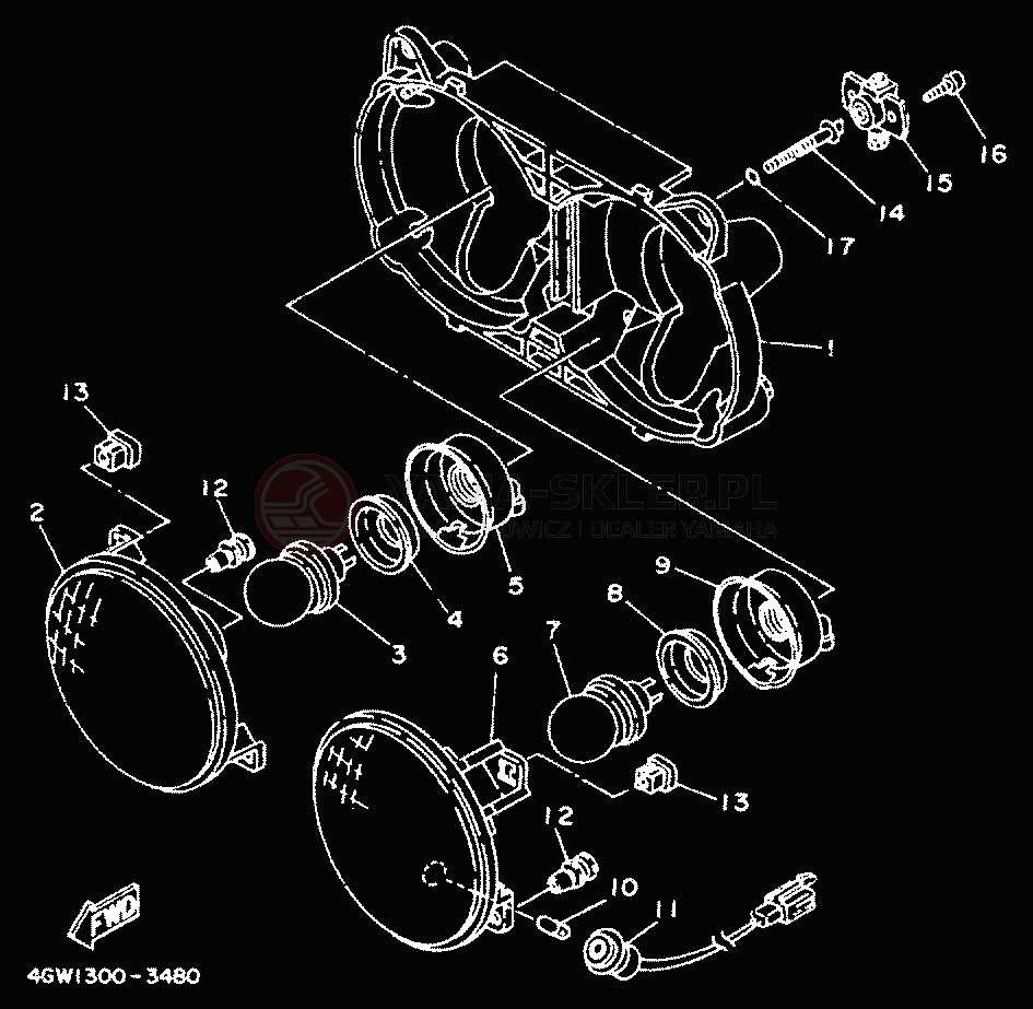 Schemat "Lampa przód" do Yamaha TDR125