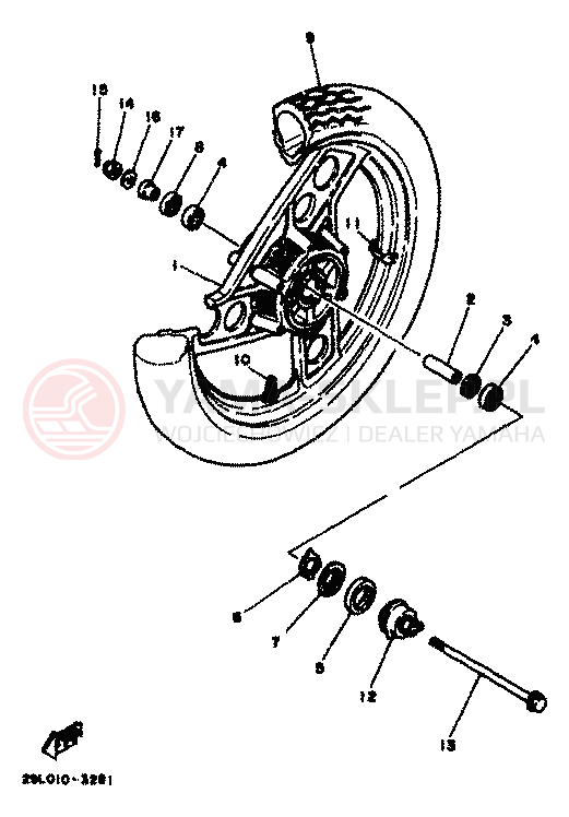 Schemat "Koło przód" do Yamaha RD350LC