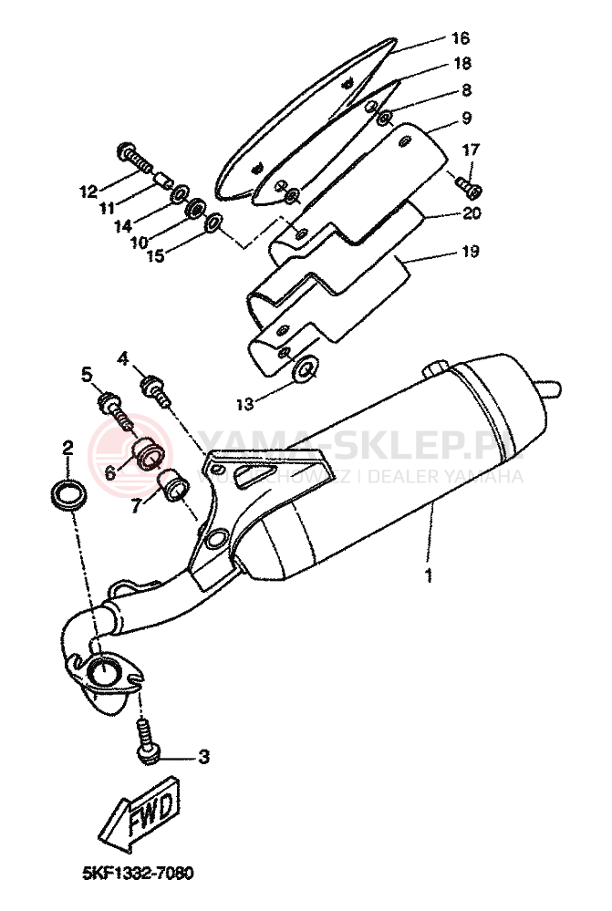 Schemat "Wydech końcowy" do Yamaha AEROX