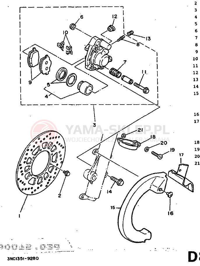 Schemat "Koło przód" do Yamaha DT125R
