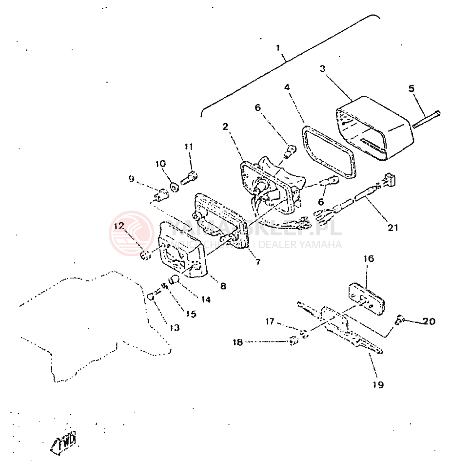 Schemat "lampa tył" do Yamaha SR250