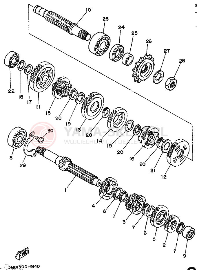 Schemat "Skrzynia biegów " do Yamaha DT125R
