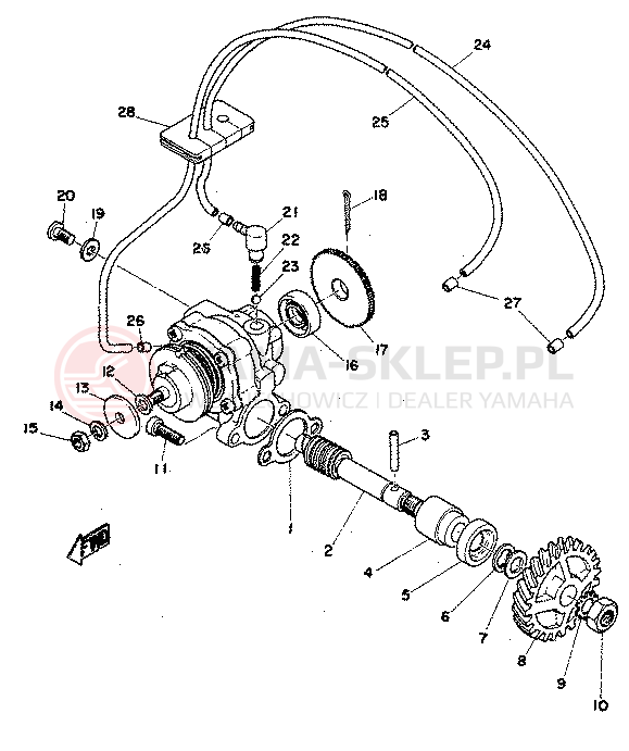 Schemat "Pompa olejowa" do Yamaha RD250
