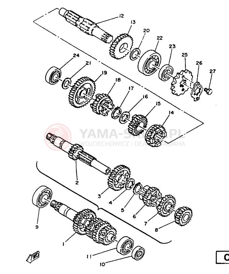 Schemat "Skrzynia biegów " do Yamaha SR125