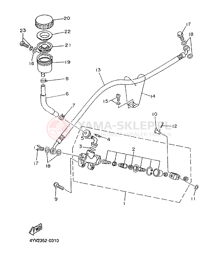 Schemat "Pompa hamulcowa tył" do Yamaha TZR50R