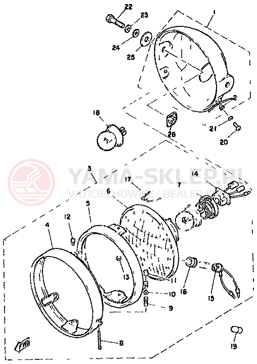 Schemat "Lampa przód" do Yamaha XS400