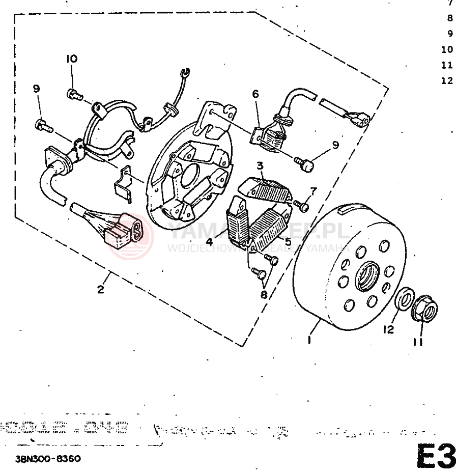 Schemat "prądnica" do Yamaha DT125R