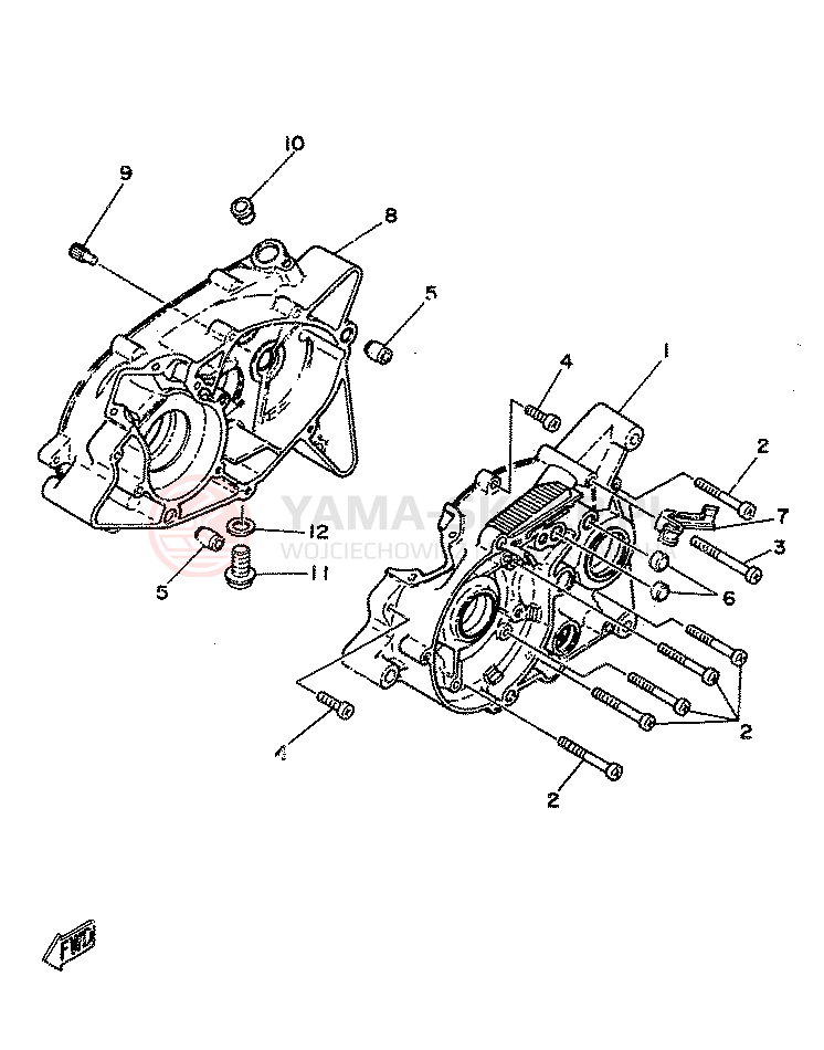 Schemat "Pokrywa silnika" do Yamaha RD80