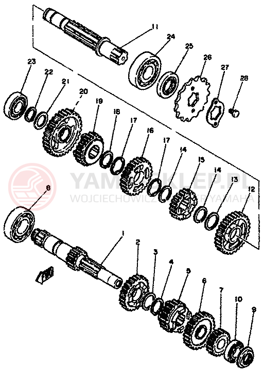 Schemat "Skrzynia biegów " do Yamaha XT250