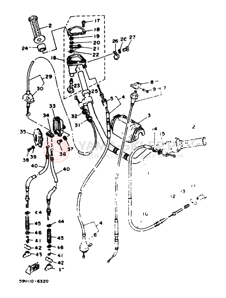 Schemat "kierownica i osprzęt" do Yamaha YFM225N
