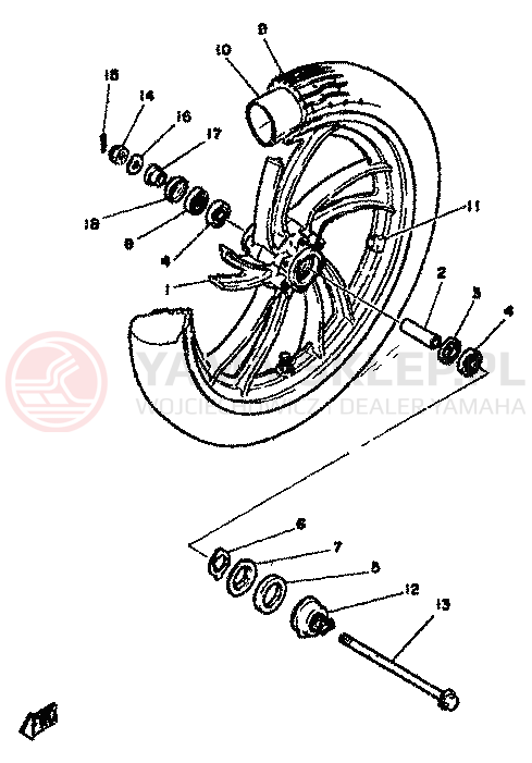 Schemat "Koło przód" do Yamaha RD350LC