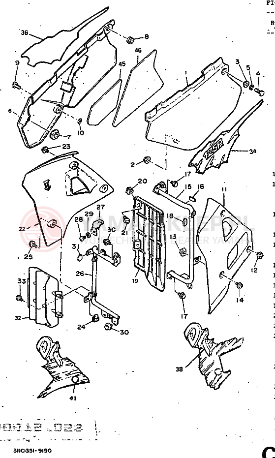Schemat "Pokrywa boczna" do Yamaha DT125R