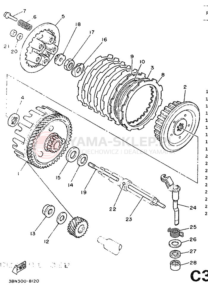 Schemat "sprzęgło" do Yamaha DT125R