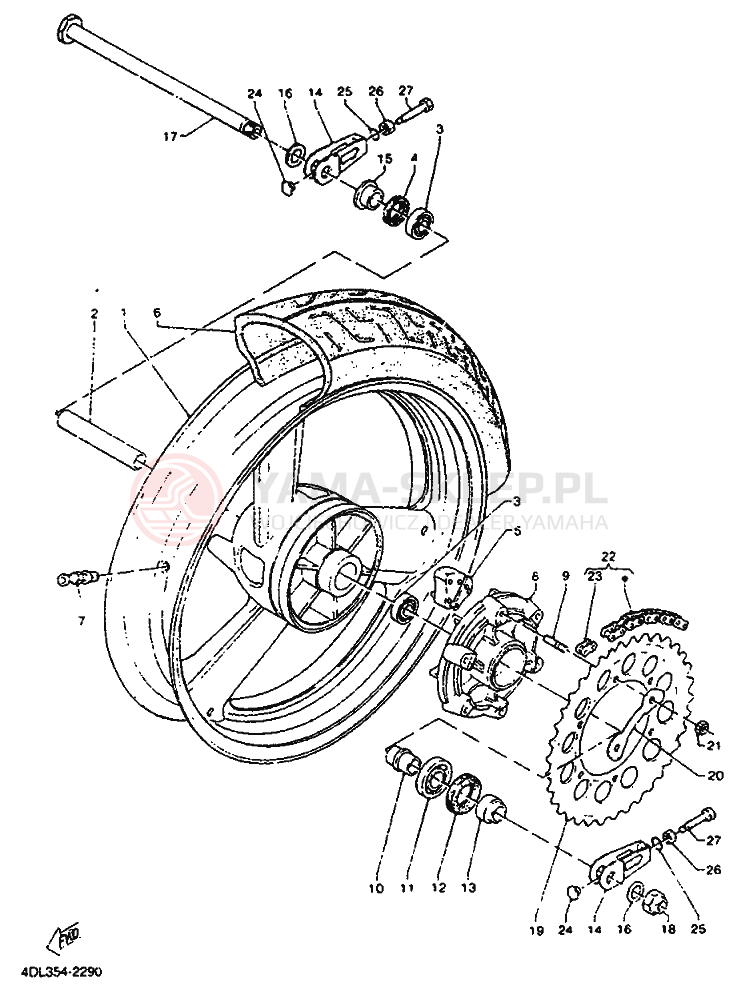 Schemat "Koło tył" do Yamaha TZR125