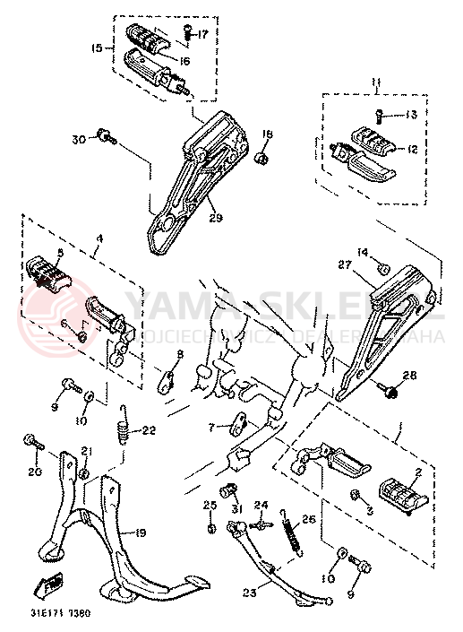 Schemat "Stopka postojowa i podnóżki" do Yamaha XJ900