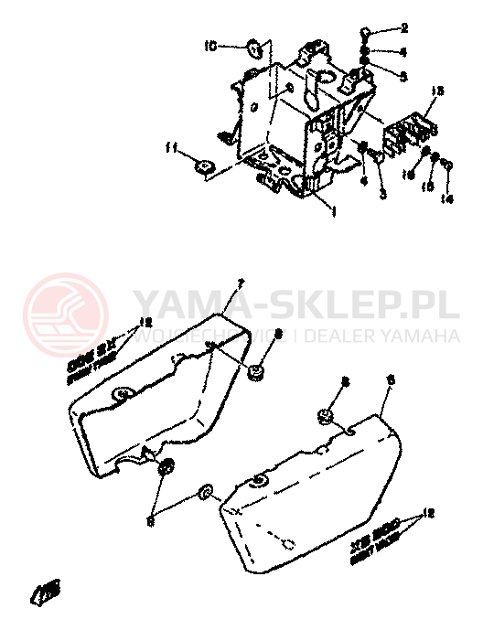 Schemat "Pokrywa boczna" do Yamaha XS500