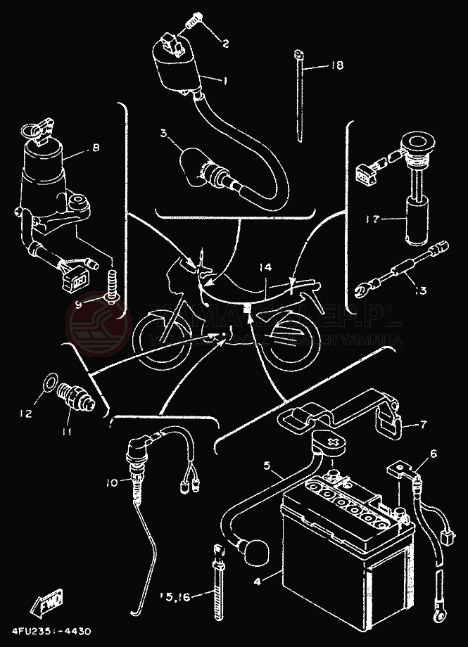 Schemat "układ elektryczny" do Yamaha TDR125