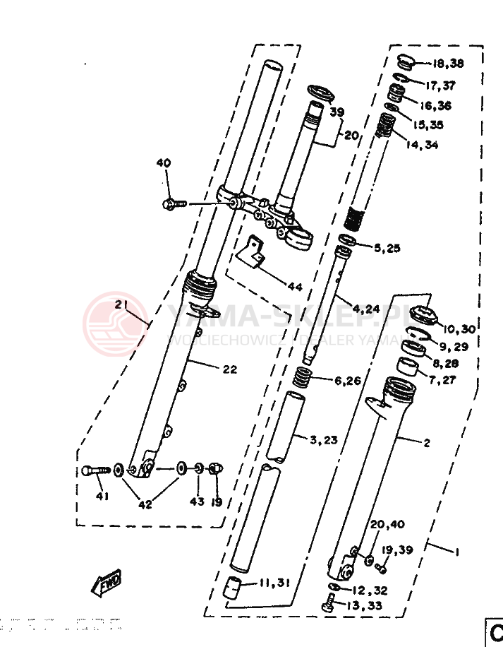 Schemat "Amortyzatory przód" do Yamaha TZR125