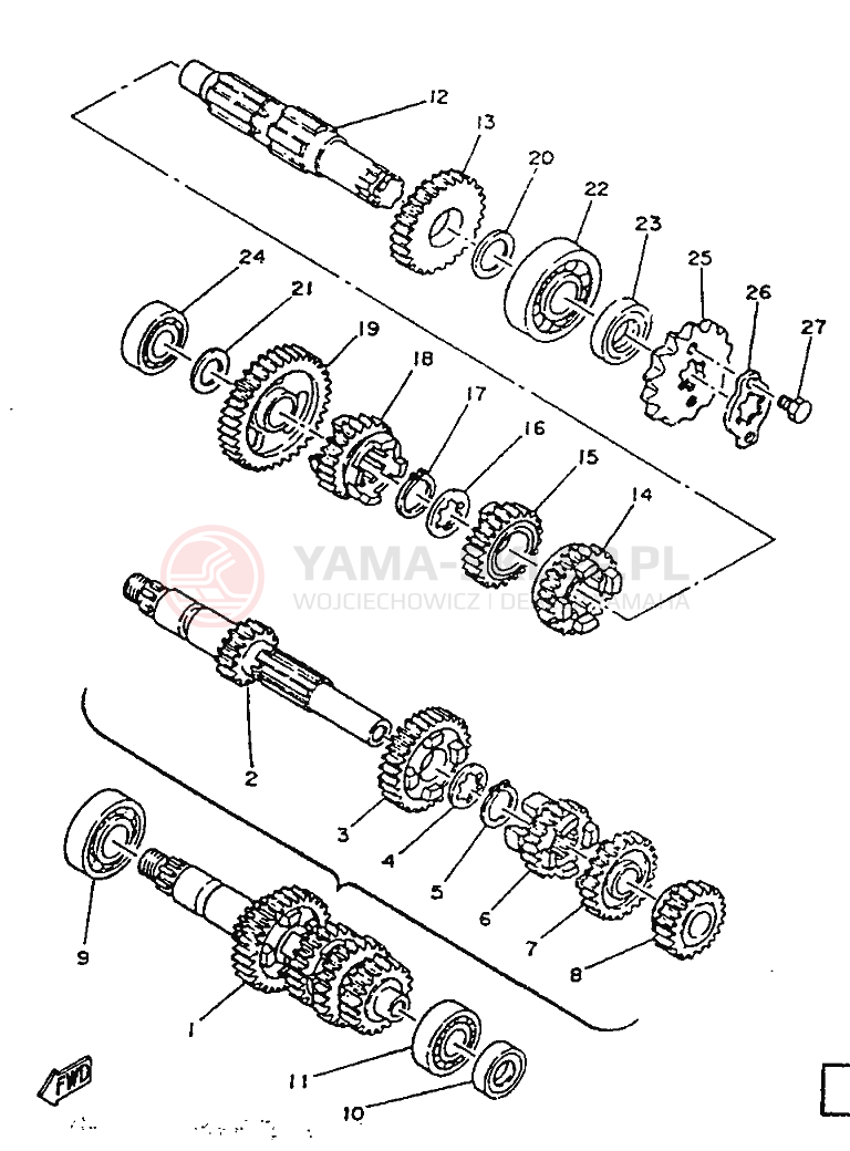 Schemat "Skrzynia biegów " do Yamaha SR125