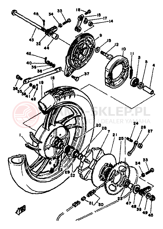 Schemat "Koło tył" do Yamaha RD350LC