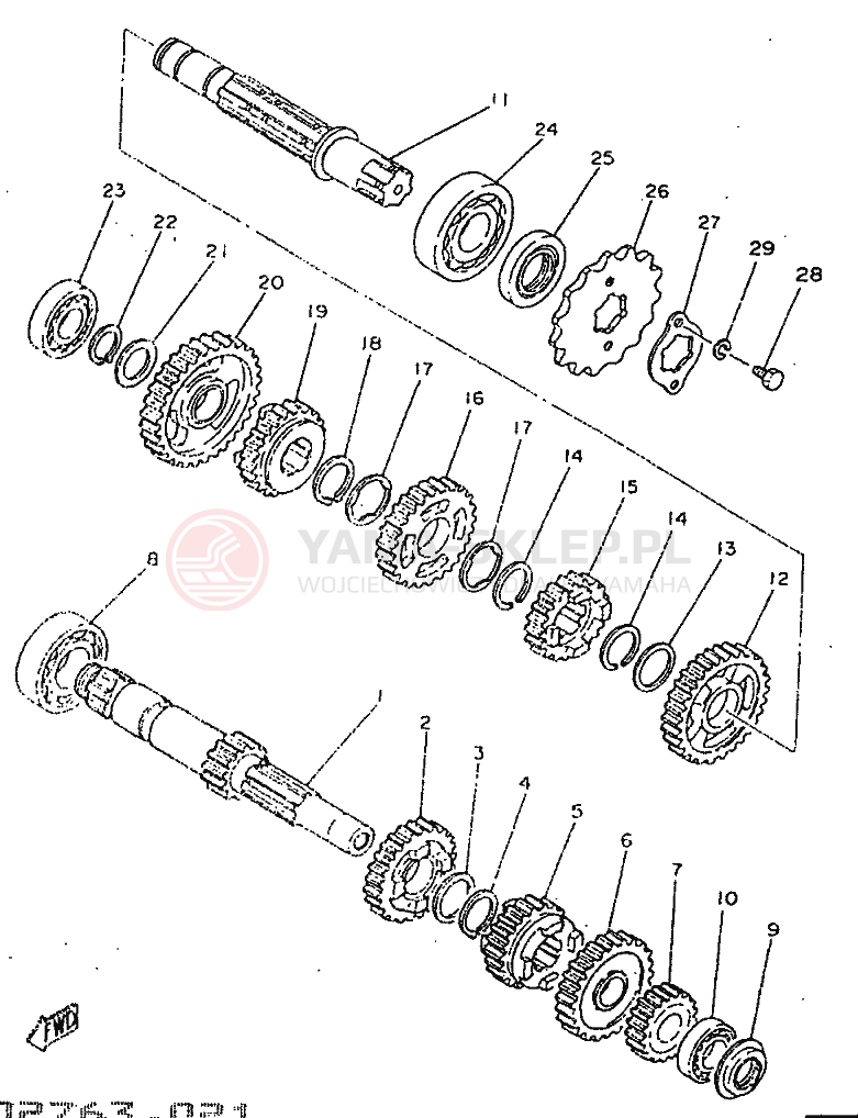 Schemat "Skrzynia biegów " do Yamaha SR250