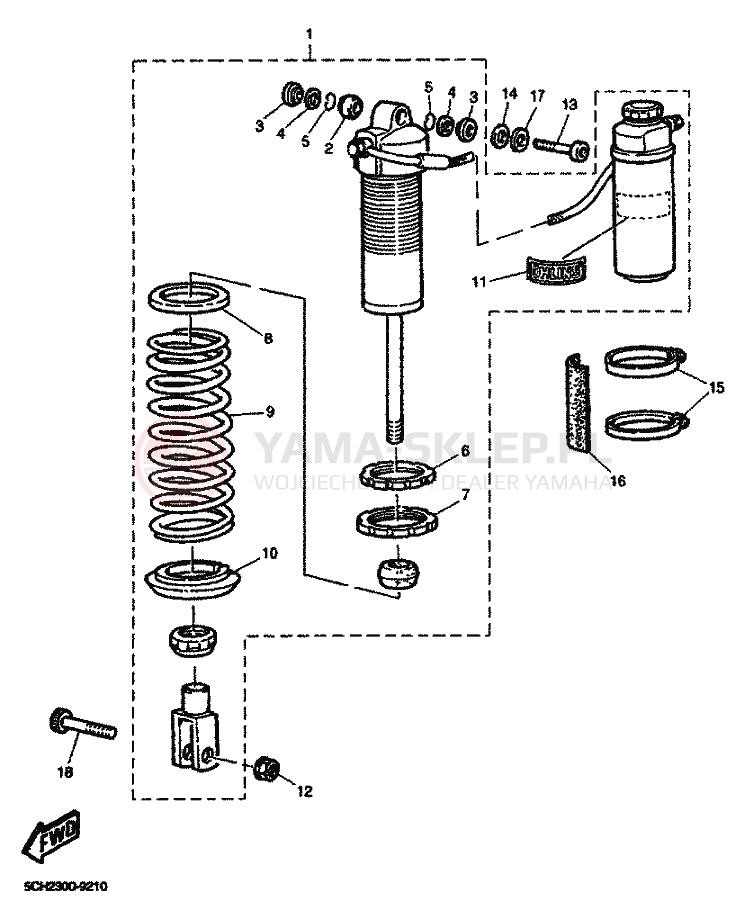 Schemat "zawieszenie tył" do Yamaha TT600R