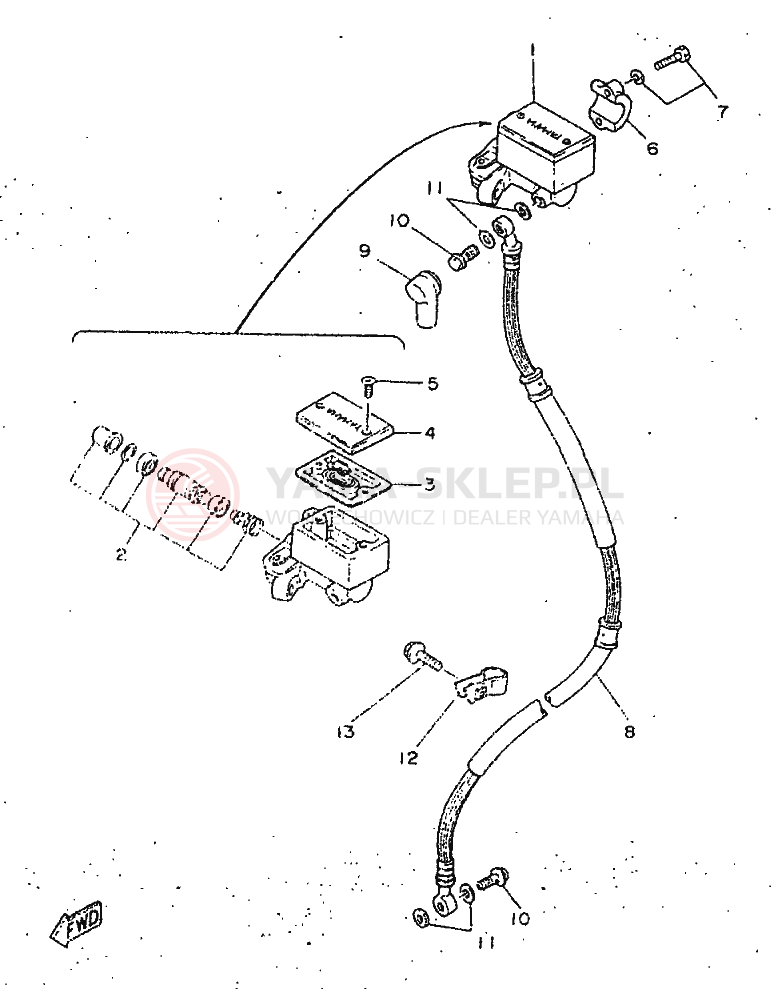 Schemat "Pompa hamulcowa przednia" do Yamaha SR250