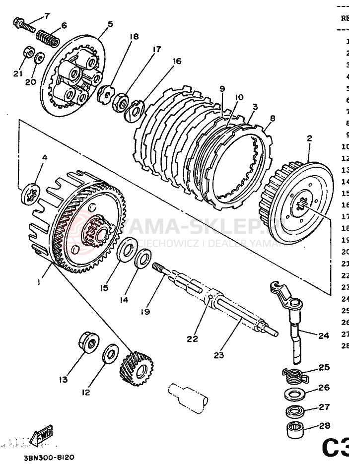 Schemat "sprzęgło" do Yamaha DT125R