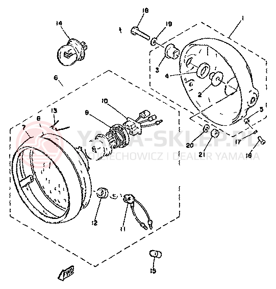Schemat "Lampa przód" do Yamaha XS400