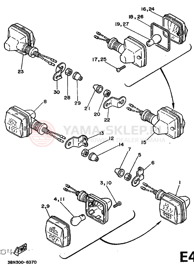 Schemat "kierunkowskazy" do Yamaha DT125R