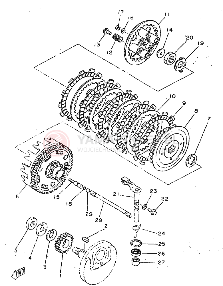 Schemat "sprzęgło" do Yamaha SR250